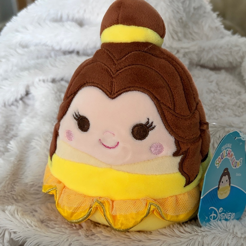 Disney Belle Squishmallow 6 inch Plush with Brown Hair and Yellow Dress